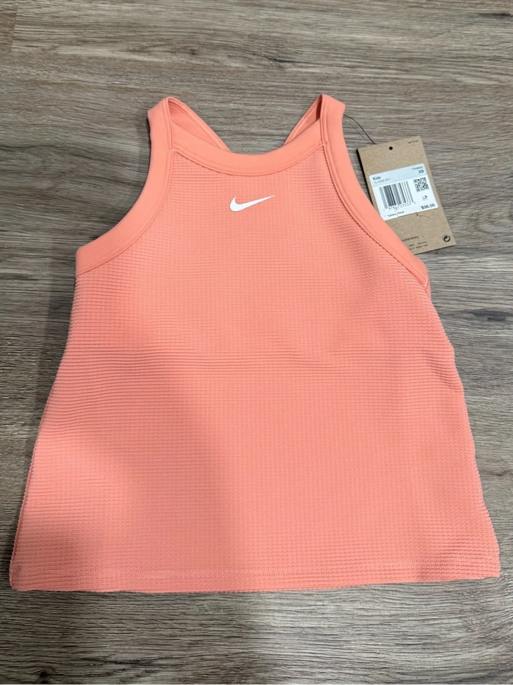 Nike Girls' Peach Racerback Tank with White Swoosh